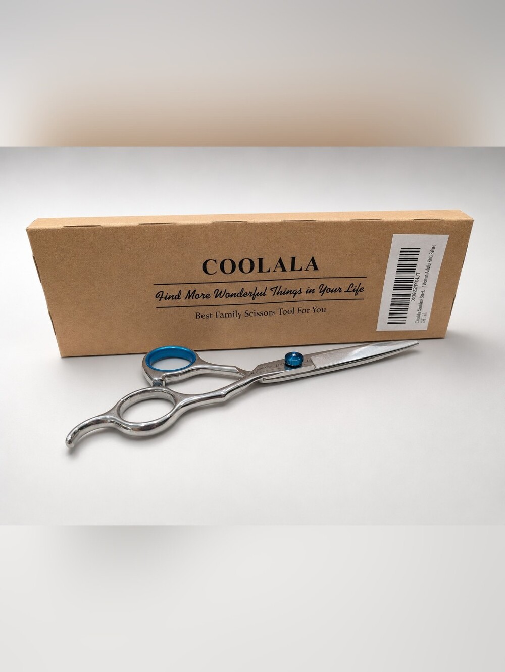 COOLALA Professional Hair Cutting Scissors - Silver with Blue Accents